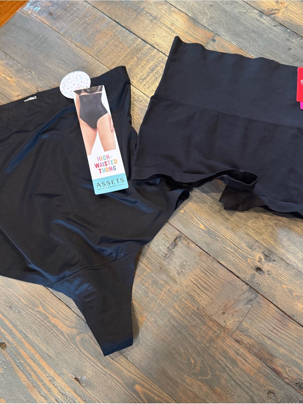 SPANX Black Seamless High-Waist Shaping Thong and ASSETS by SPANX Shorts Bundle